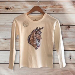 NWOT! Gap Kids “flip these sequins” long sleeve unicorn shirt 🦄